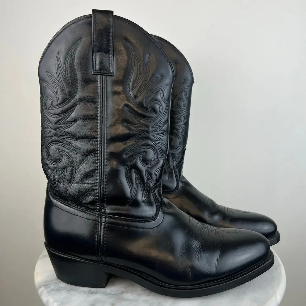 Laredo Men's Black Genuine Leather Paris Western Cowboy Boots (Sz 11 Extra Wide)
